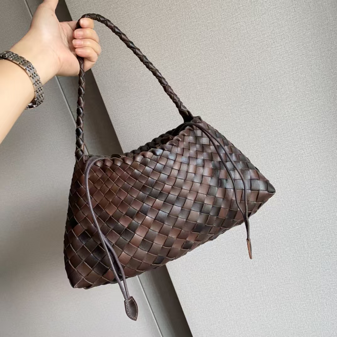 Dragon Diffusion Women's Cowhide Woven Bag Vintage Shoulder Handbag Underarm Bag Baguette Bag - Thumbnail 4