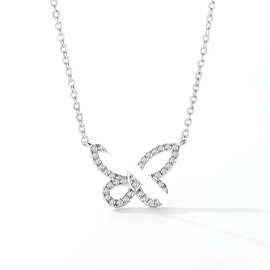 幻影蝴蝶系列项坠镀真金锆石满钻蝴蝶项链轻奢小众链子跨境项链