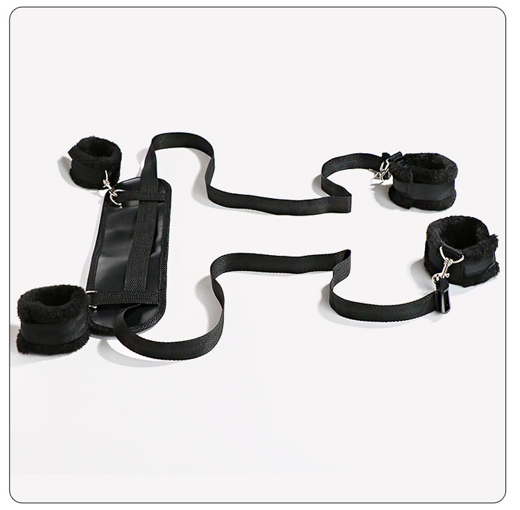 SM-Style Leg Restraint Straps with Blindfold, Nylon Bondage Training Set, Black — detail image 11