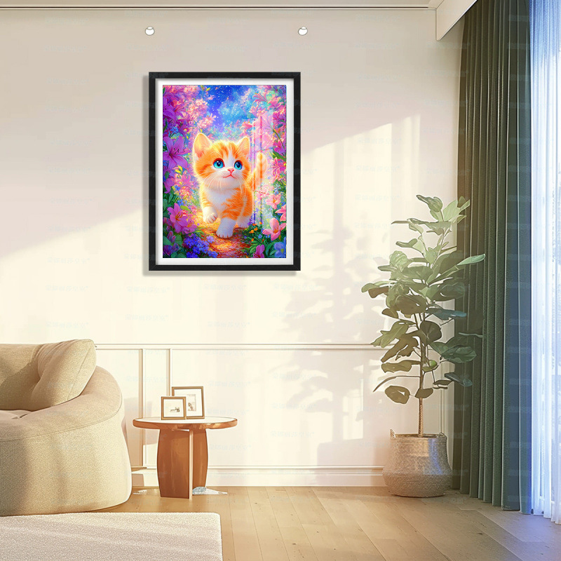 [Algodón importado] Mona Lisa Real Arbusto de bordado cruzado pequeño gato naranja nuevo departamento de curación decoración bordado a mano image 1