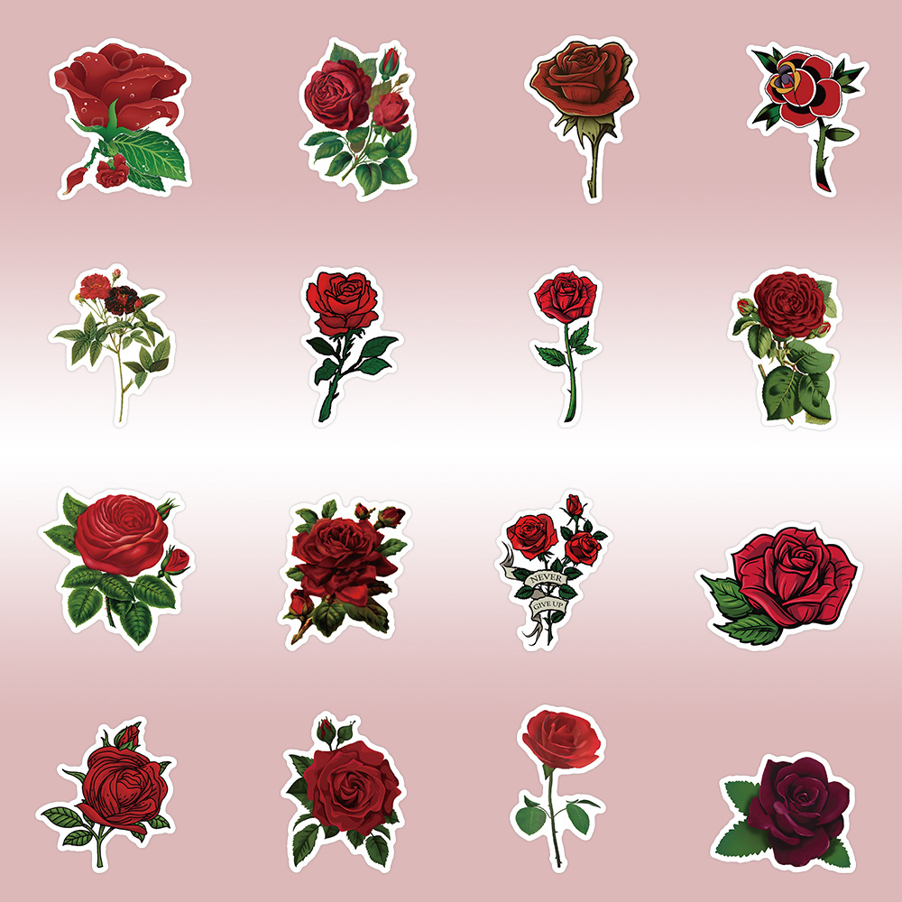 30g Weight Stickers Stationery Type 1 Set Quantity School, Graduation Occasion Adhesive Sticker Material Rose Pattern Cute, Pastoral Style 1 Set Rose School Graduation Adhesive Sticker Cute Pastoral Stickers 2