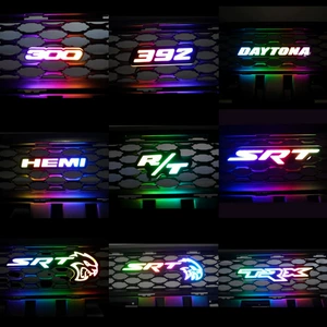 Sərhədlərarası İşıqlı Avtomobil Loqosu SRT Hellcat Bluetooth RGB Avtomobil Barmaqlığı İşıqlı Loqo