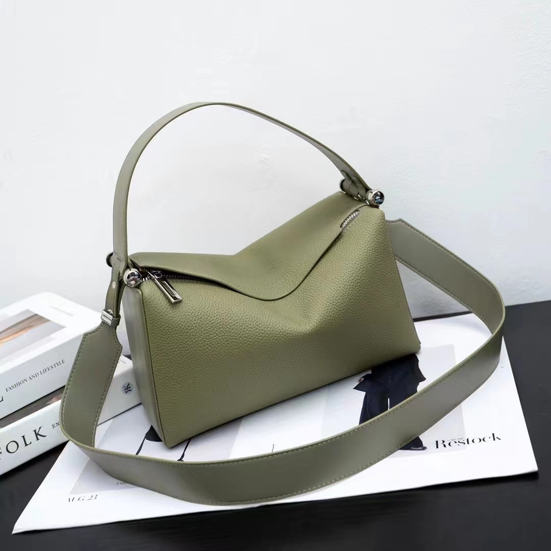 Bolso de cuero de vaca con capa de cabeza y axila bolso de almohada de jade de cuero de moda femenino 2025 bolso de almohada de Boston con hombro cruzado