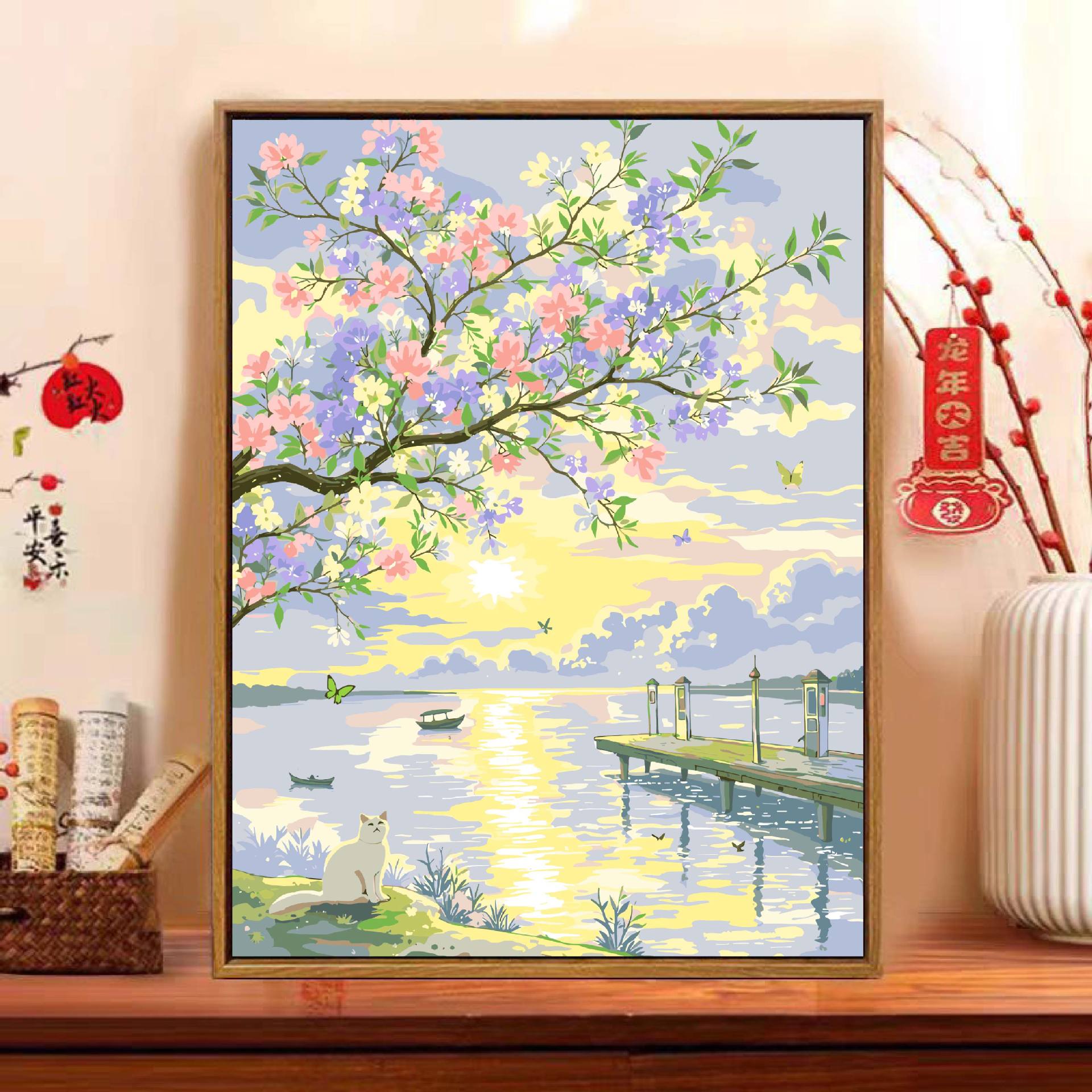 Floral pintura al óleo digital diy pintura de relleno adulto pintado a mano paisaje pintado a mano pintado acrílico pintura decorativa