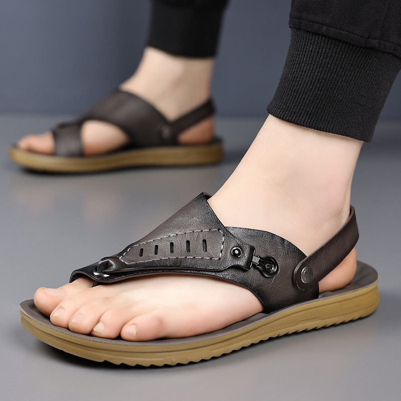 Dép xỏ ngón nam quai ngang đế mềm chống trượt, dép đi biển và đi hằng ngày — CS2695 Màu nâu, CS2695 màu xám
