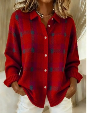 Europa y Estados Unidos transfronterizos Amazon estación independiente de mujer caudal relajado caño invierno cuadrado camisa de cuello largo suéter cardigan