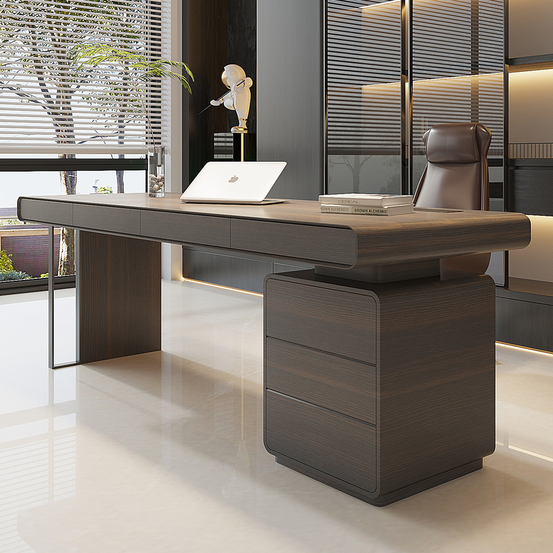 Light luxury Italian minimalist study desk, solid wood high-end feel, suitable for living room, home use, large writing desk, office computer table