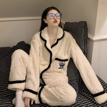 2026年新款珊瑚绒睡衣女秋冬季加绒加厚保暖长袖家居服套装批发
