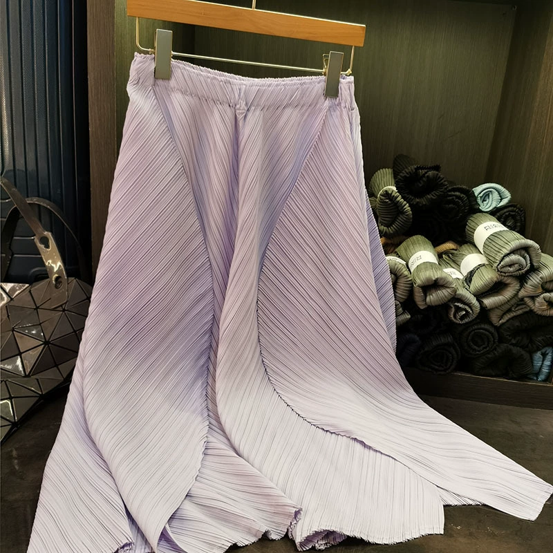 Высококачественные широкие брюки нишевого дизайна Miyake для женщин, новые летние свободные повседневные брюки для похудения, универсальные юбки с высокой талией.