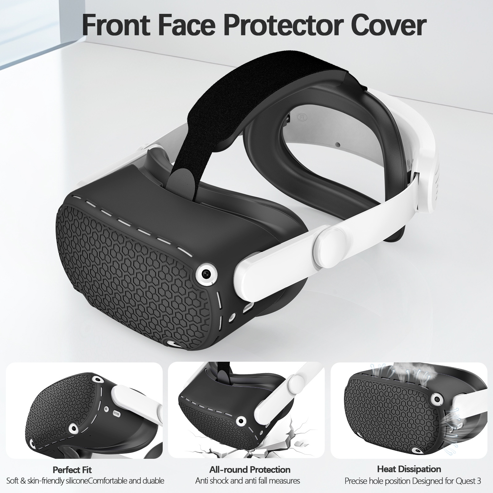 Adecuado para funda protectora de silicona Meta/OculusQuest2, juego de 5 piezas, accesorios VR portátiles y ligeros