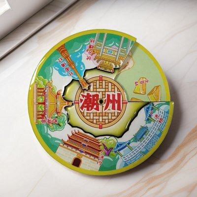 潮州汕頭シリーズ冷蔵庫貼り創意国潮木質磁力貼り都市ランドマーク文創観光記念品|undefined