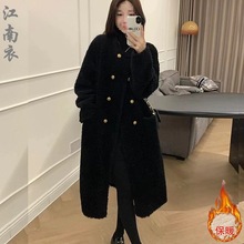 时尚羊羔绒呢子大衣冬天洋气女装宽松皮毛一体风衣中长款加厚外套