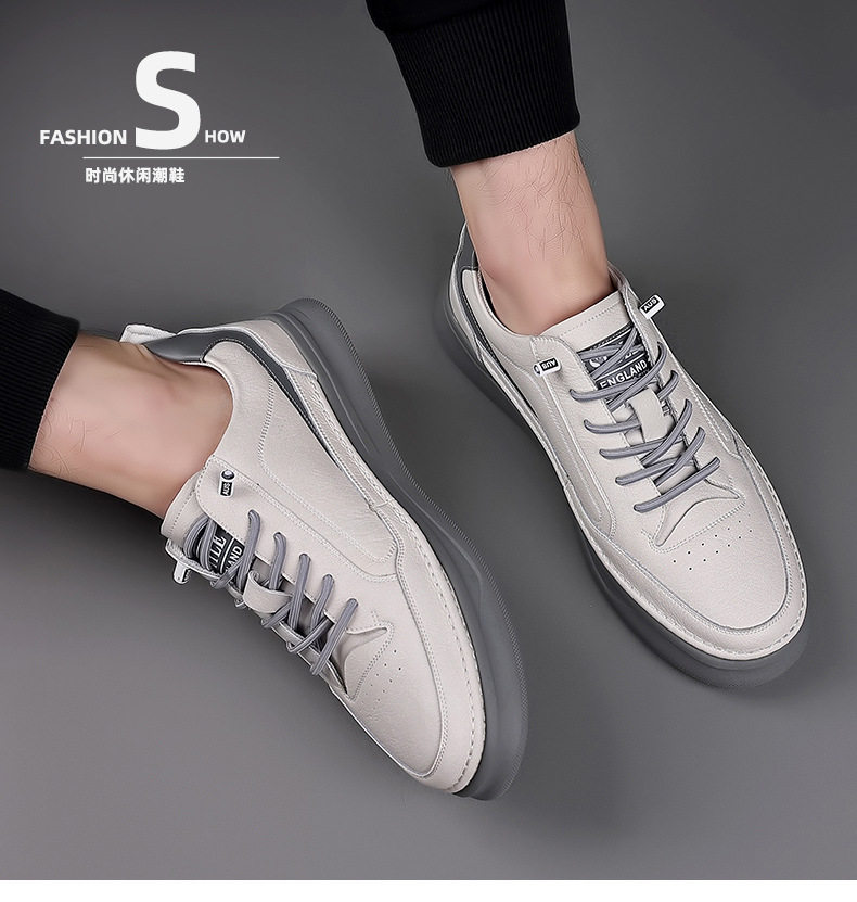 Giày sneaker nam da bò thật đế dày, giày thể thao đa năng phối đồ hợp xu hướng — PZ6018 màu trắng, PZ6018 màu đen chi tiết 17
