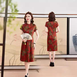 厂家直销杭州真丝连衣裙旗袍改良显瘦2024新款夏桑蚕丝裙控价638