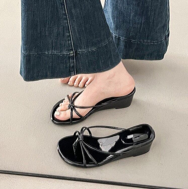 Red popularidad retrógrado tacones de pente zapatillas de flipper para mujeres verano usar 06 nuevo con falda de hadas zapatillas frías image 2