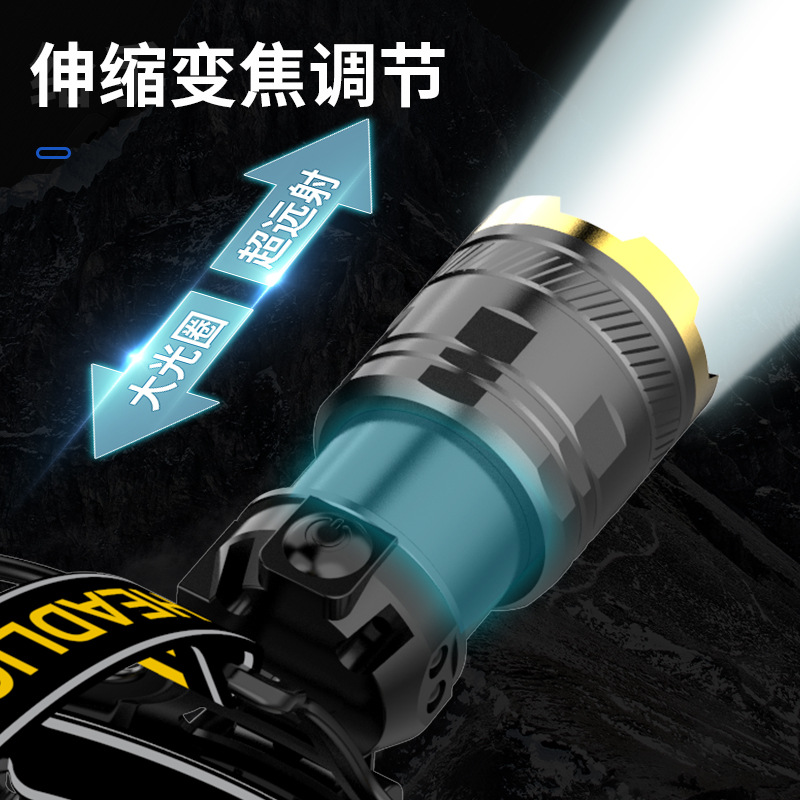 El nuevo faro de visualización de potencia digital lateral, sensor de luz fuerte, faro láser blanco de alta potencia, linterna de campamento al aire libre