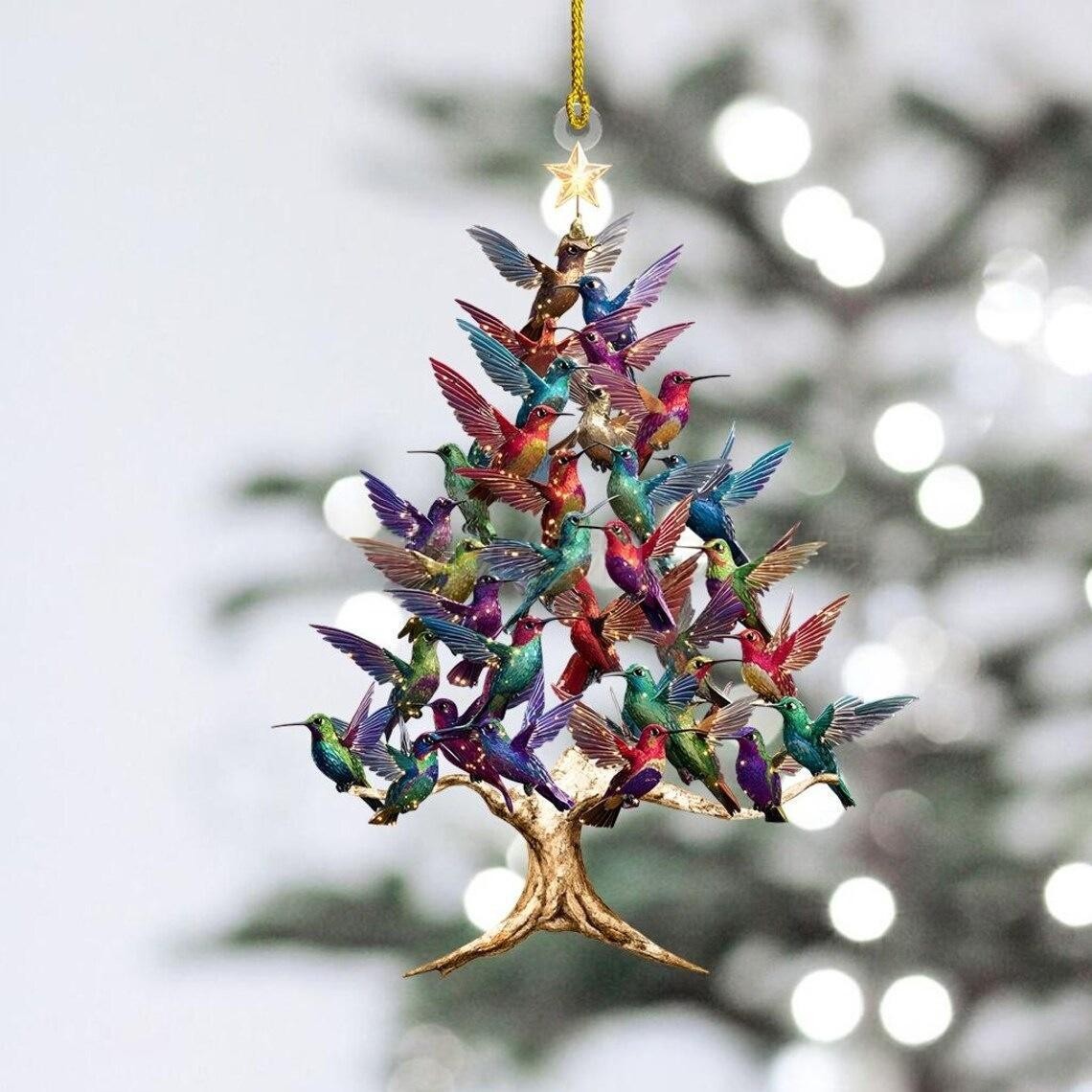 Nuevos productos transfronterizos de acrílico plano de simulación de pájaros colgante de decoración de Navidad árbol de Navidad colgante de decoración para el hogar image 24