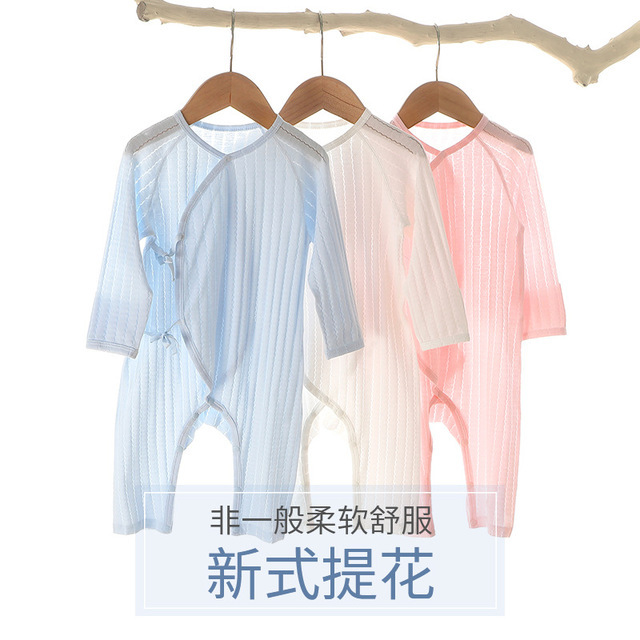 Recién nacido aire acondicionado ropa verano manga larga mono bebé mameluco bebé protección del vientre