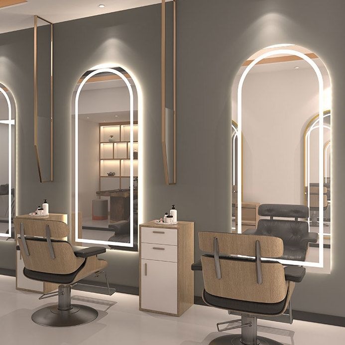 Espejo de peluquería simple, espejo especial para salón de peluquería, espejo de caída geográfica, mesa de peluquería red, lámpara de cinta roja luminosa unilateral, espejo inteligente de pared colgante image 5
