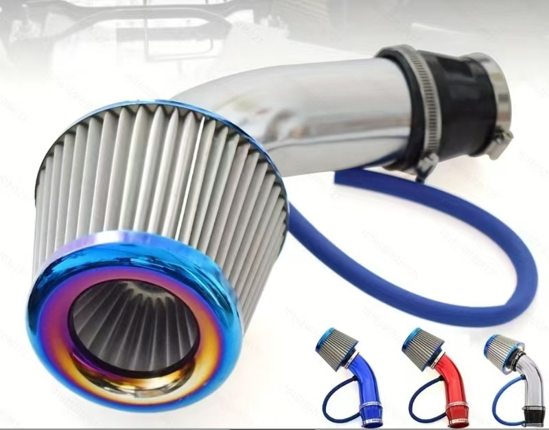 실버 흡입 파이프 + 스테인레스 스틸 메쉬 블루 에어 필터