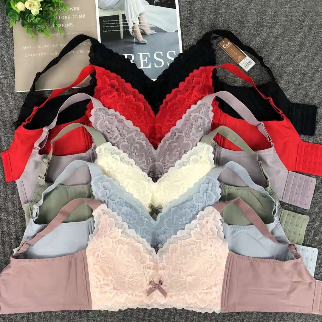 Nuevo sujetador inalámbrico moda Jacquard de encaje transpirable cómodo clásico cuatro breasted ropa interior para las mujeres al por mayor