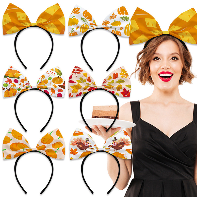 New Autumn Thanksgiving Party Decoration Bow Headband Autumn Harvest Festival Pumpkin Turkey Headband Hairband New Autumn Thanksgiving Party Decoration Bow Headband Autumn Harvest Festival Pumpkin Turkey Headband Hairband