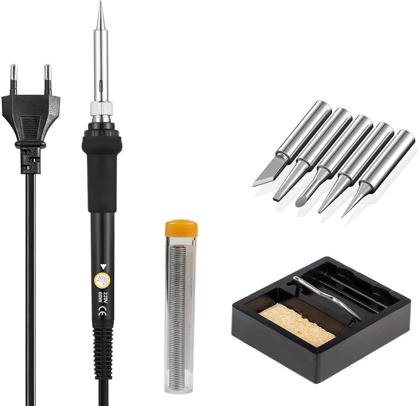 Трансграничный регулятор температуры Электрический паяльник 60 Вт внутренний нагрев Европейский датчик 220 В электронная паяльная ручка паяльная щетка набор инструментов