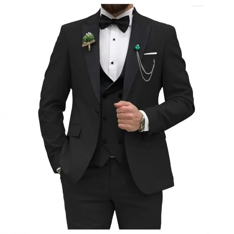Aliexpress Men's Suit Set Business Host Wedding Slim Fit Suit Formal Wear Three-Piece Set Foreign Trade Amazon