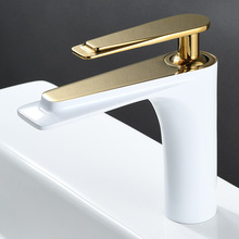 新品全铜北欧式枪灰黑金白色浴室柜冷热水龙头面盆洗手间台上艺术