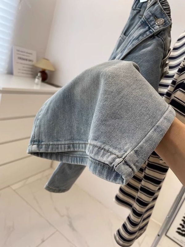 大きいサイズのデニムショートパンツ女性のための 2025 夏の新しいハイウエストルーズスリム A ライン多用途ストレートワイドレッグミッドパンツイン|undefined