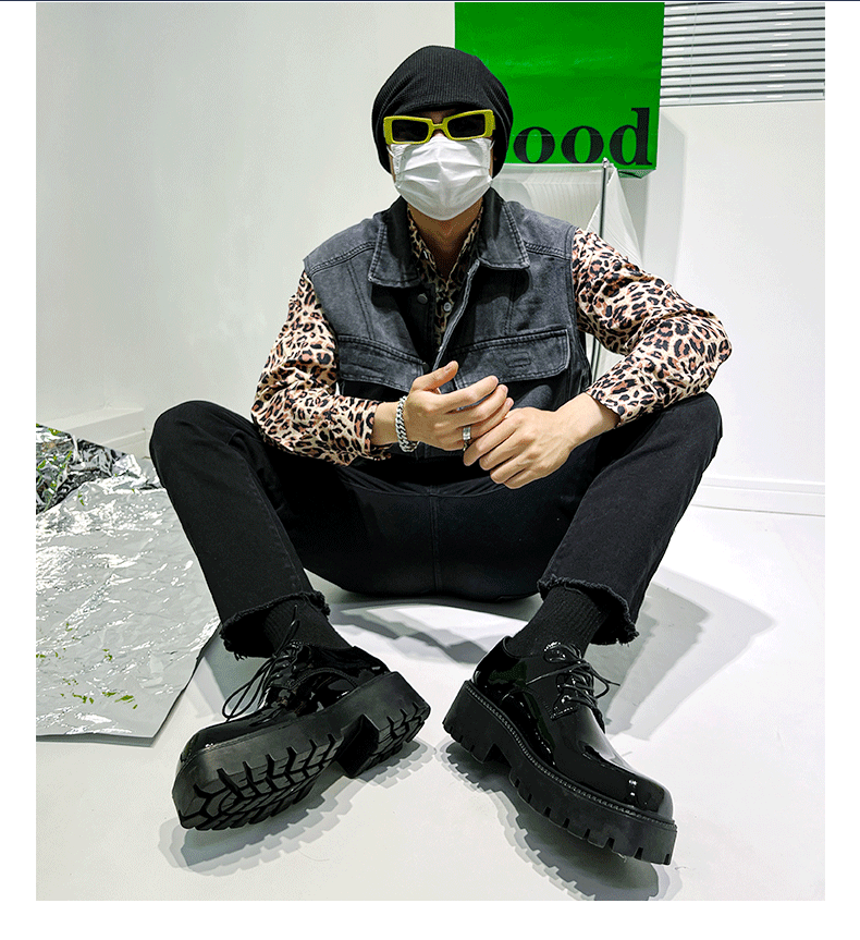 2024 Gros bout carré retourné en cuir nouveau gâteau éponge à semelle épaisse chaussures derby décontractées surélevées, chaussures basses de niche à la mode_voghion.com