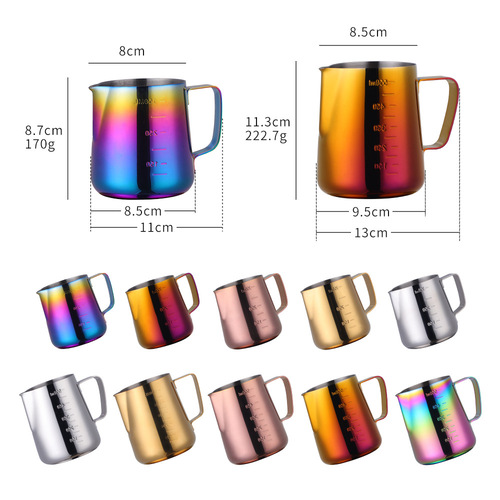 Milk tea shop coffee shop creative latte cups small and large stainless steel latte needles pointed milk frothing cups