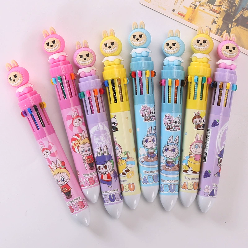 Десять цветов шариковая ручка labubu кролик многоцветная ручка 10 цветов цветная ручка для студентов Пасха маленький подарок