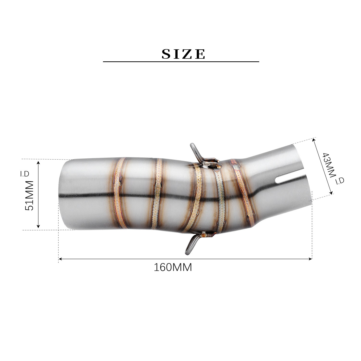 51mm is suitable for the middle section of the exhaust pipe of CFMOTO 450SR 450 NK SR 2022 2023 motorcycles