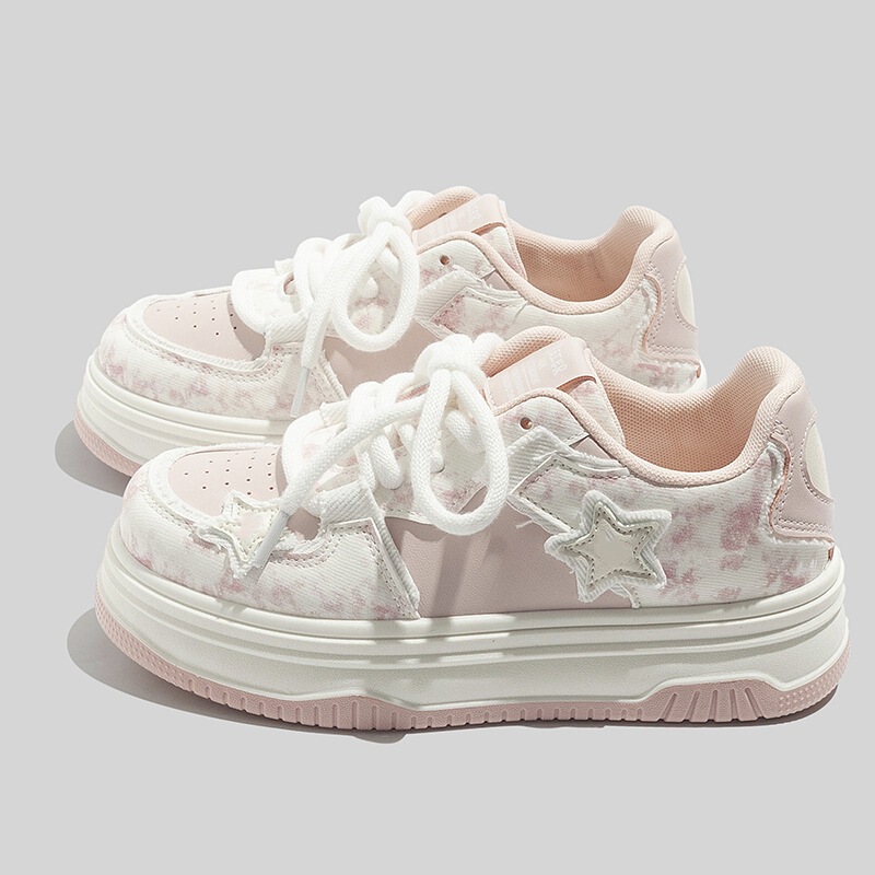 Beier Sweet White Sneakers for Women 2026 Spring New Versatile Fashionable Casual Thick-Soled High-Value Student Sneakers Beier Sweet White Sneakers for Women 2026 Spring New Versatile Fashionable Casual Thick-Soled High-Value Student Sneakers