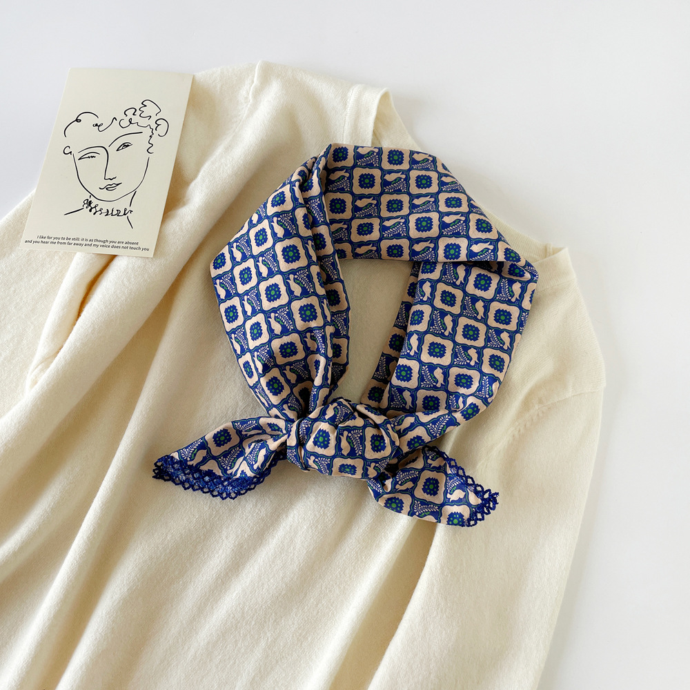 Leopard Print Cotton Square Neck Scarf For Women Lightweight_voghion.com