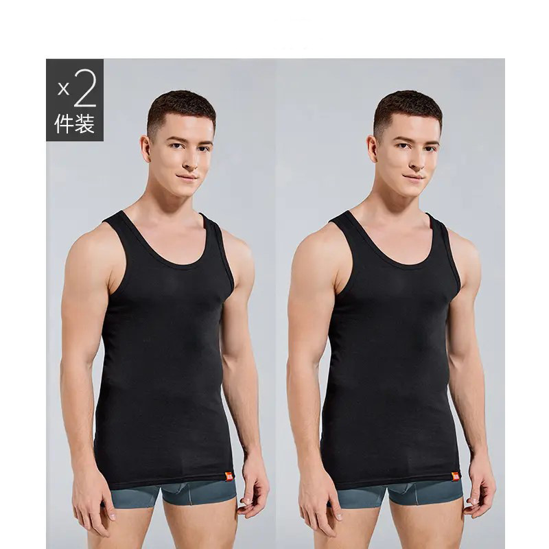 Algodón peinado de dos piezas chaleco de algodón para hombres en verano con chaleco sin mangas, chaleco de ocio para hombres de mediana edad