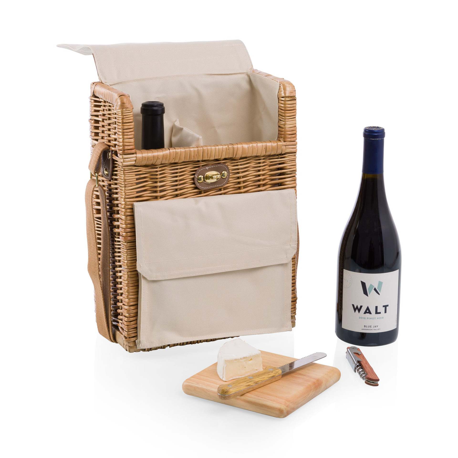 Comercio exterior personalizado caña bolsa de vino cesta de picnic cesta de frutas excursión al aire libre cubiertos de vino portátil cesta de mano de sauce