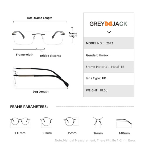 新款男士无框眼镜架商务眼镜框眼睛架近视眼镜框平光镜批发