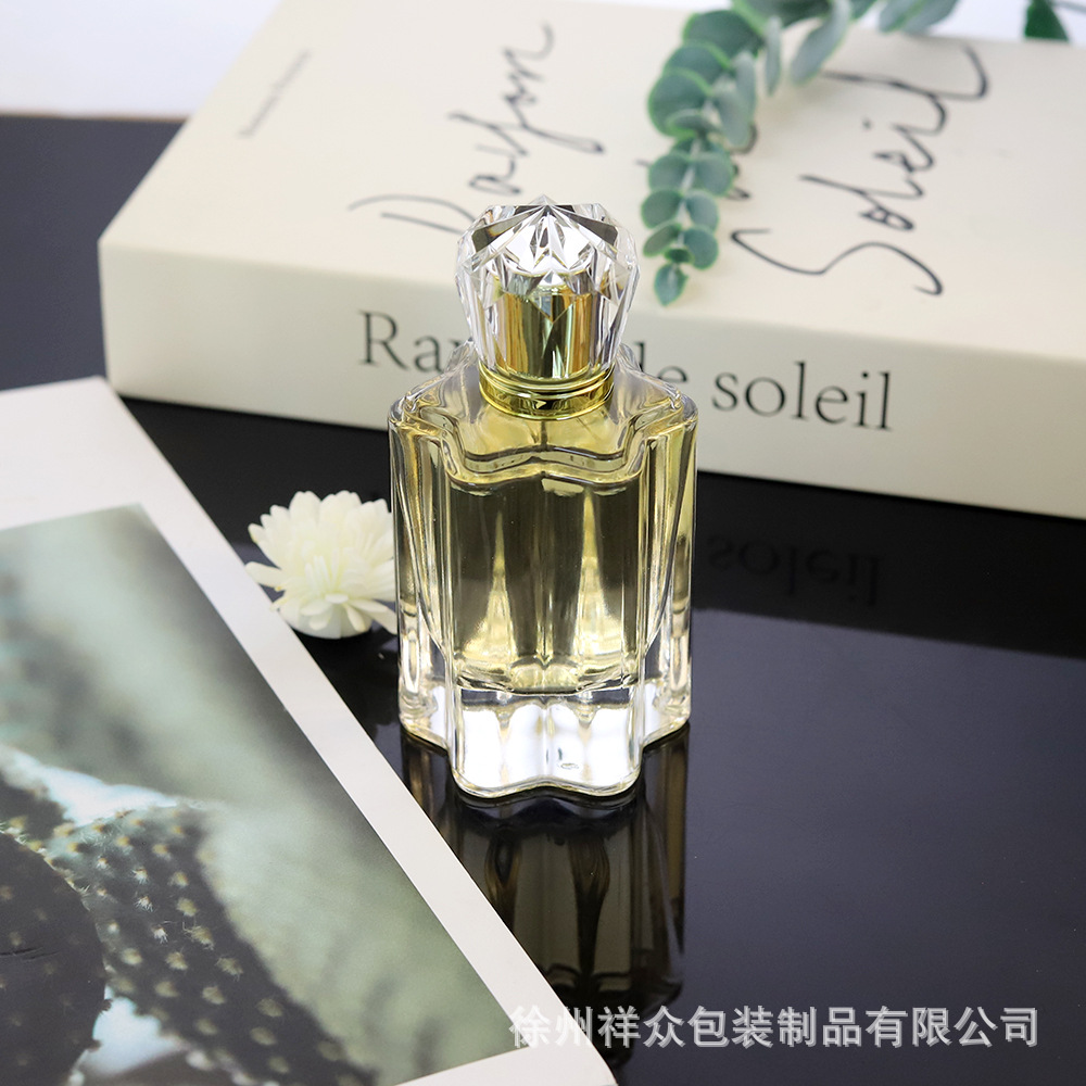 Venta caliente transfronteriza de botellas de perfume de vidrio poligono de alta gama duoleng aceite esencial presionando botellas de spray cosméticos en botellas vacías image 1