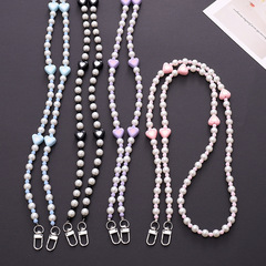 Yi Lian's new candy-colored love pearl cross-body chain mobile phone case pendant beaded mobile phone chain mobile phone lanyard