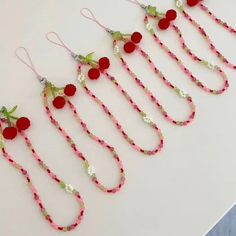 Cute Style 1 Piece Cute Cherry Acrylic Beaded Mobile Phone Chain