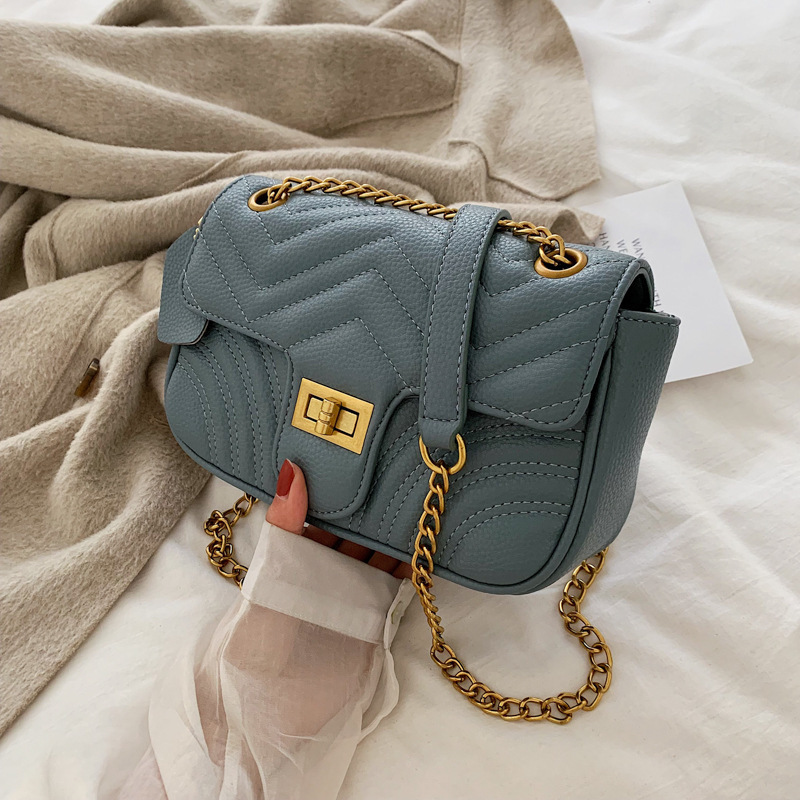 Textured small bags for women 2023 new bags Korean style fashion casual one-shoulder crossbody lock chain small square bag_voghion.com