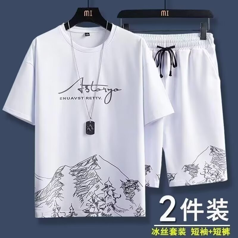 Short-Sleeved Shorts Suit Men's 2025 Summer New Sports and Leisure Large Size Loose Versatile T-Shirt Wholesale Foreign Trade