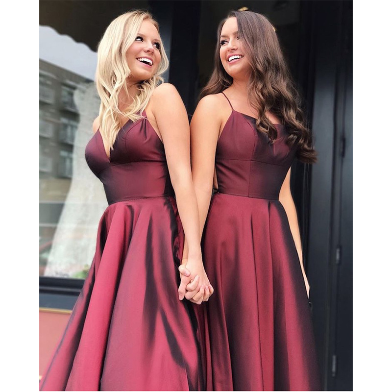Comercio Exterior de Europa y América Amazon AliExpress deseo las mujeres vestido noche sexy Sling vino rojo satén simple largo
