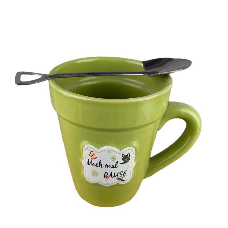 Taza de cerámica con tapa y cuchara recubierta Taza de regalo del día del maestro que cambia de color LOGO Taza de función de transferencia de calor Taza de agua de jardín