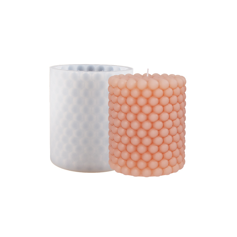 Yu meiren cristal epoxi cilíndrica aromaterapia vela burbuja cuentas Polka Dot tabla DIY yeso decoración molde de silicona