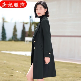 厚款呢子面料西装风衣外套女中长款2025秋冬季时尚气质高级感大衣