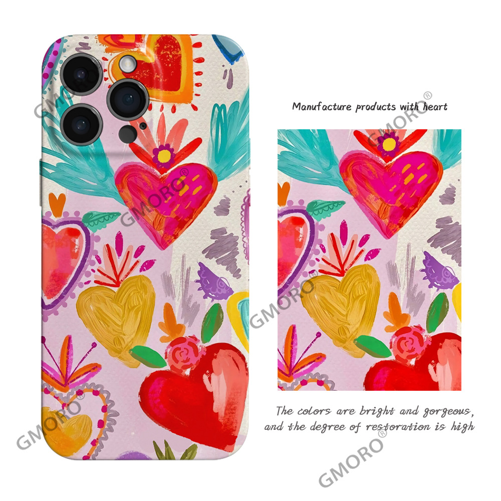 外贸畅销款涂鸦爱心菲林壳16苹果手机保护套批发iphone17防摔硬壳
