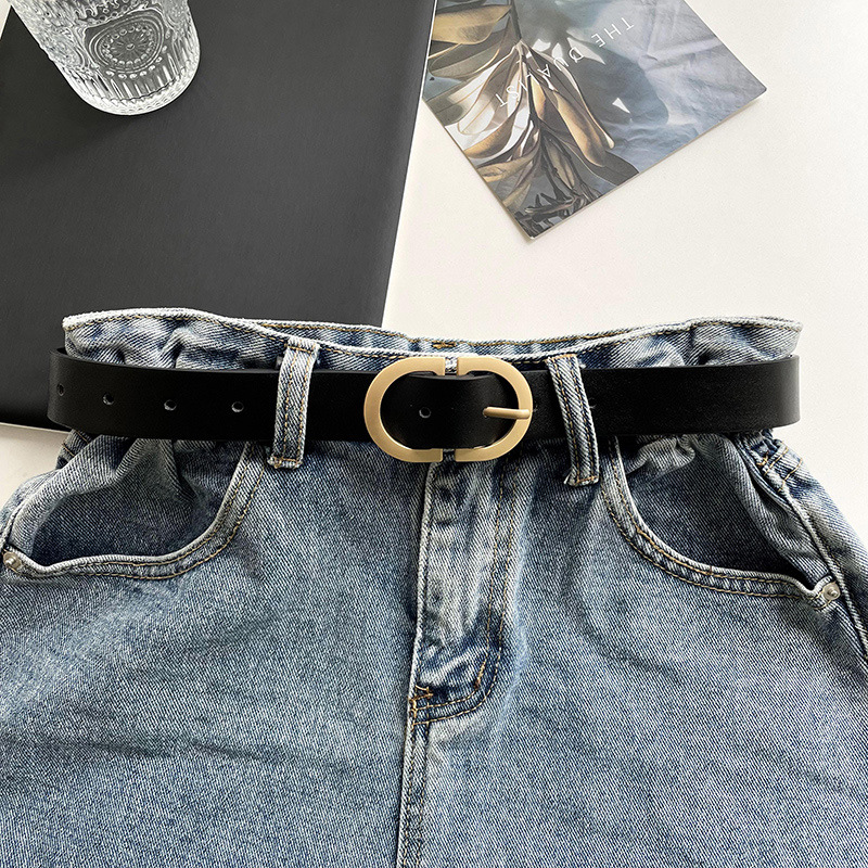 Nuevo estilo coreano de moda personalizada hebilla de la correa de las mujeres elegante vestido de todos los partidos traje cinturón negro